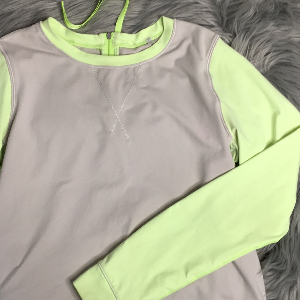 Lululemon zip back pullover crew 6 neon colorblock